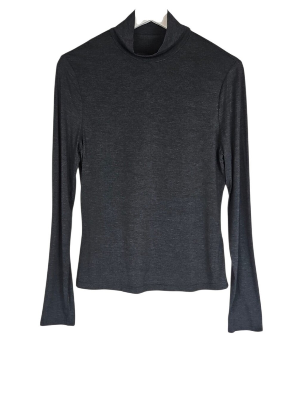 MOTF Dark Gray Mock Turtleneck Stretch Long Sleeve Tee Tshirt Minimalist Soft, L